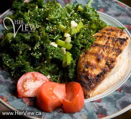 steamed kale with chicken